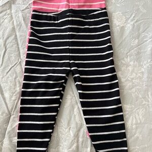 SOLD‼️Black and White Striped Leggings with Pink Waistband